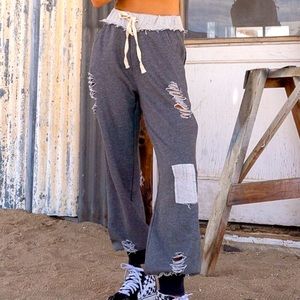 POL Gray Distressed Track Pants